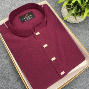 China Zafran Fabric Panjabi Deep Maroon