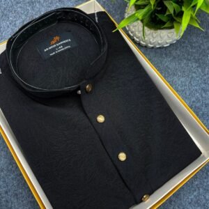China Zafran Fabric Panjabi Solid Black