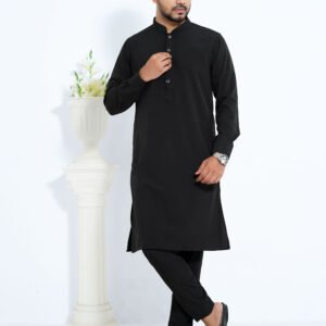 Panjabi Pyjama Set - Pure black