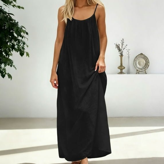 Backless Cami Dress Black - Image 2