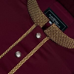 China stitch fabric panjabi deep maroon