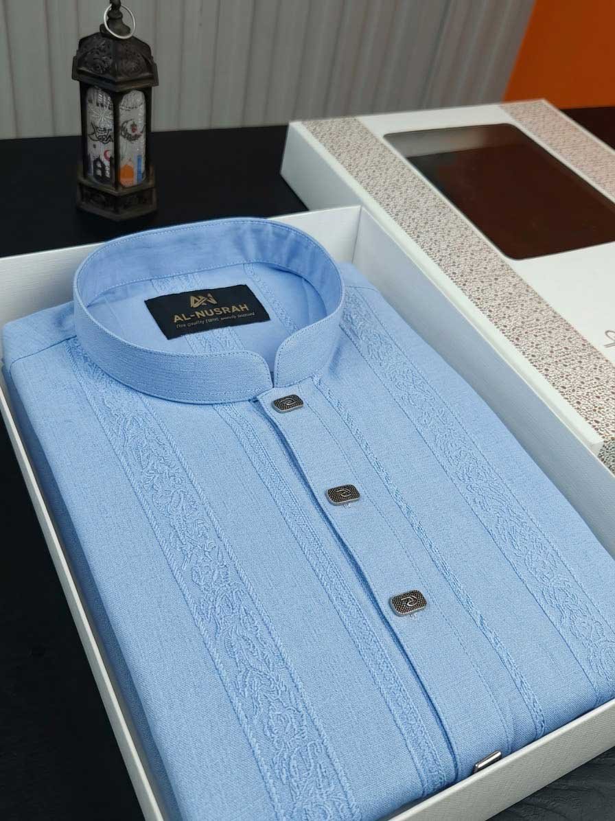 Pakistani Popcorn solid fabric Sky Blue